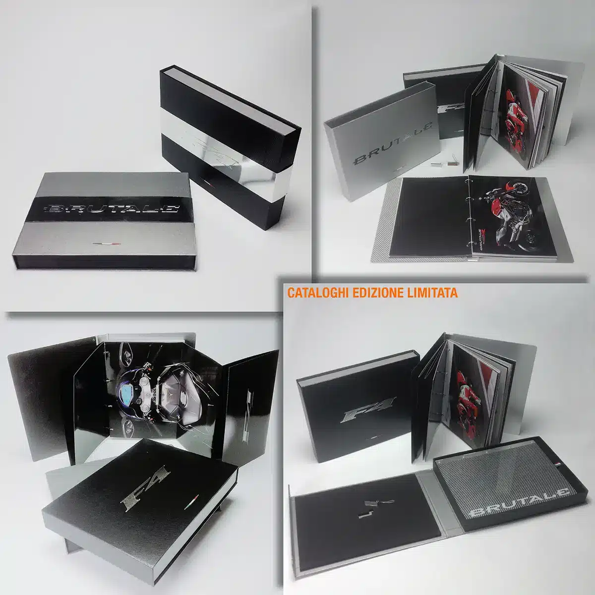 Cataloghi a edizione limitata di colore nero e grigio