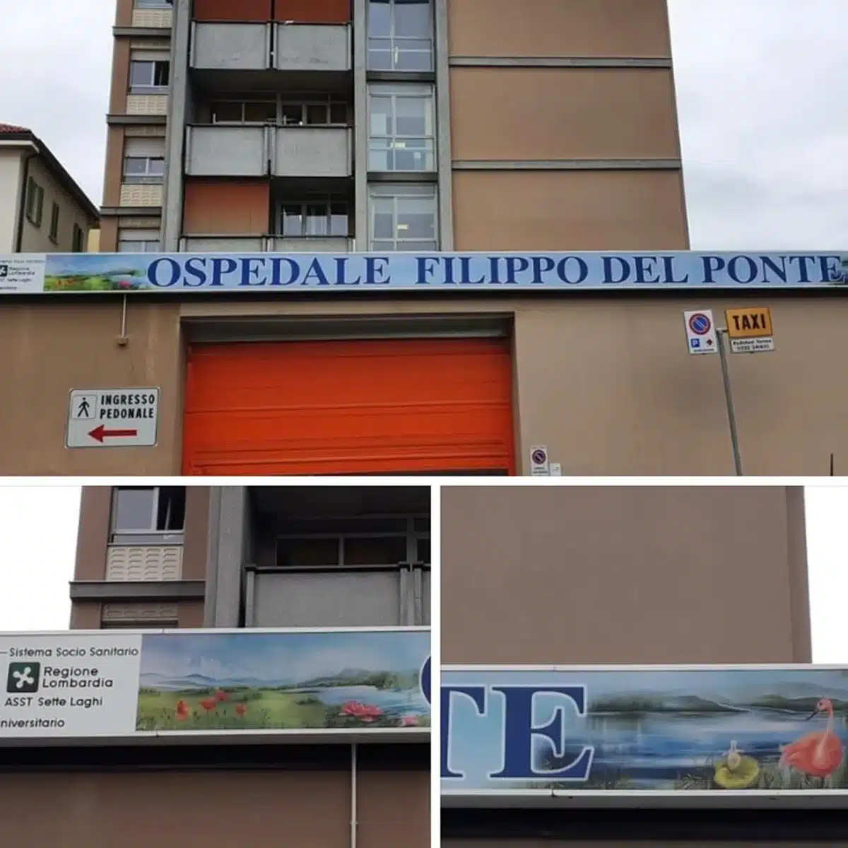 Insegna su misura blu e azzurra per polo ospedaliero di Varese