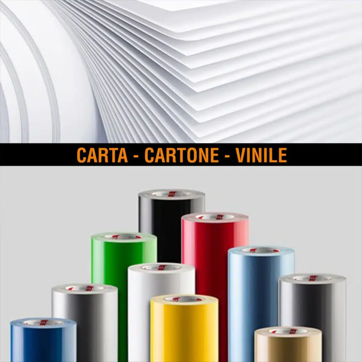 Rotoli colorati carta cartone e vinile